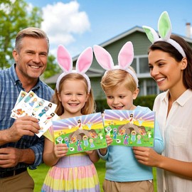 HEYINSHEN 12 Set Make An Easter He Lives Sticker He Lives Scenes Craft Kit for Kids Religious Easter Sticker Easter Resurrection Scene Set Easter Crafts for Kids Indoor Bible Activities