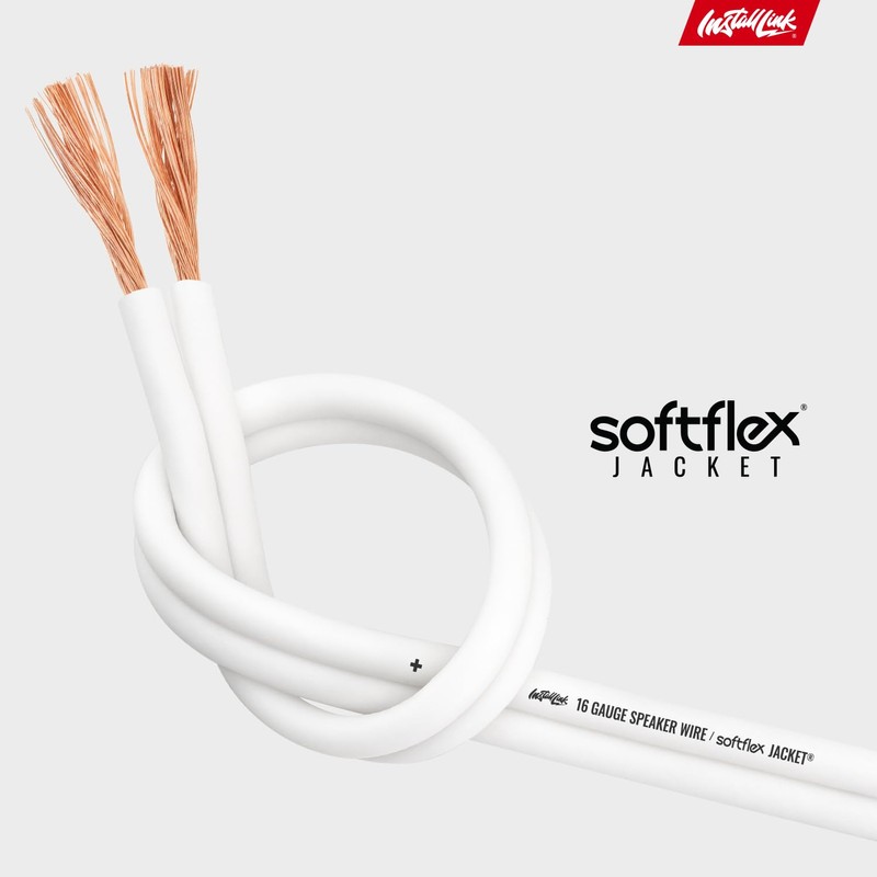 Install Link 16 Gauge Speaker Wire (White) for Car, Home
