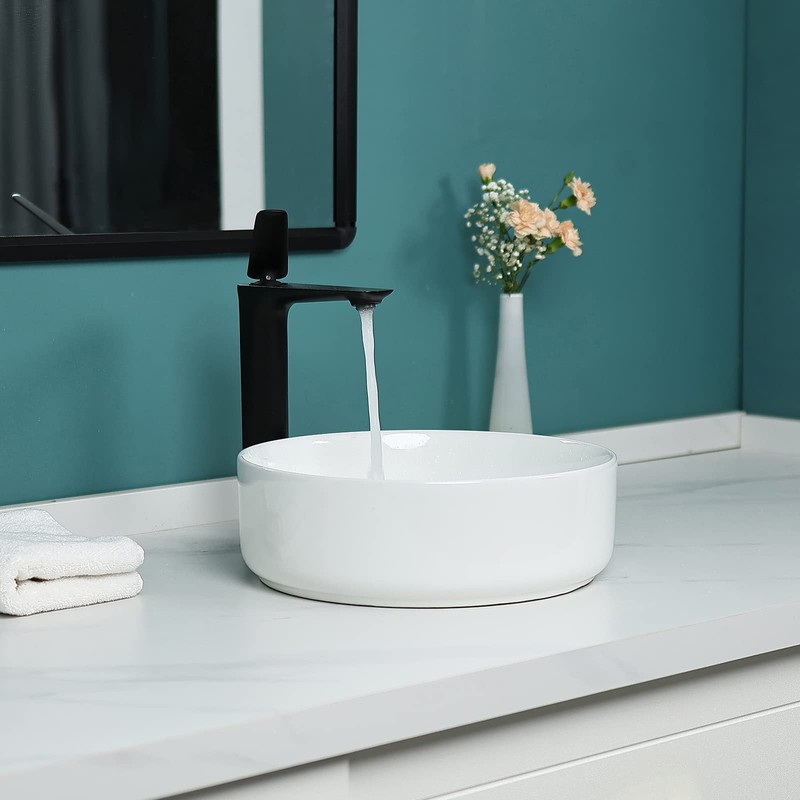 Davivy 14'' Round Vessel Sink with Pop Up Drain,Bathroom Vessel
