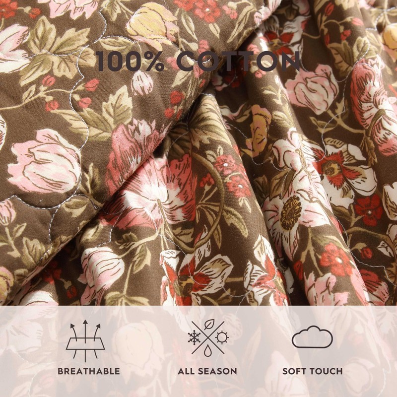 Laura Ashley - Full/Queen Quilt Set, Reversible Cotton Bedding with