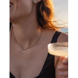 Purelei® Translucent Tennis Chain Style Necklace with Zirconia Stones and Crystal Heart - Adjustable 40-45 cm, Stainless Steel in Gold, Silver or Rose Gold, Stainless Steel, Abalone