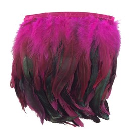 Sowder Rooster Hackle Feather Fringe Trim 5-7" in Width Pack of 5 Yards(fuchsia)