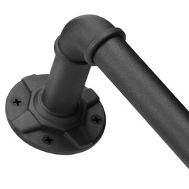 Industrial Extra Long Curtain Rods for Windows 240 Inches, Adjustable 1 Inch Blackout Wrap Around Drapery Rod Heavy Duty Black Curtain Rod Outdoor/Indoor Room Divider Rod, 3 Extra Brackets