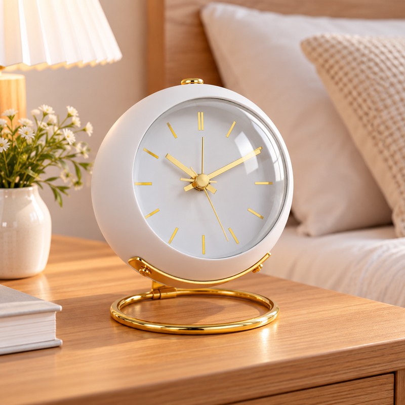 Analog Alarm Clock for Bedside Use – Silent Luminous Pointer