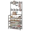 YIZAIJIA 4 Tier Coat and Shoe Rack Entryway Coat Rack