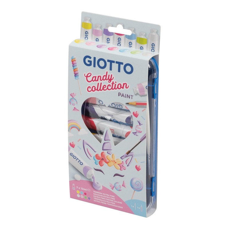 Giotto Paint Candy Collection 7x 12ml + 1 pennello +
