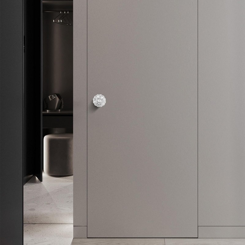 youthua Glass Door Knobs Interior，Mortise Style Fluted Crystal Antique Door