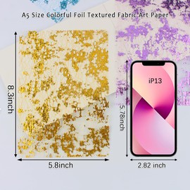 Diuhofart A5 Size Colorful Foil Textured Fabric Art Paper Scrapbooking Decorative, 20 Sheets Sparkle Metallic Lace Mesh for Crafts, Junk Journaling Supplies, Card Making, Collage