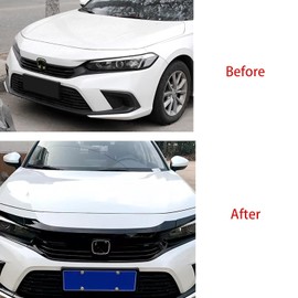 Hyorabyn Front Hood Bonnet Cover Trim Compatible with Honda Civic 11th Gen 2022 2023 2024 Car Accessories ABS Black（Not Fit Si & Hatchback Model）
