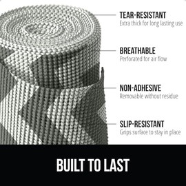 GORILLA GRIP GORILLA GRIP powerGRIP Drawer Shelf and Cabinet Liner, Thick Strong Hold, Non-Adhesive Liners Protect Kitchen Cabinets and Cupboard, Bathroom Drawers, Easy Install, Breathable Mat, 20" x30', Chevron