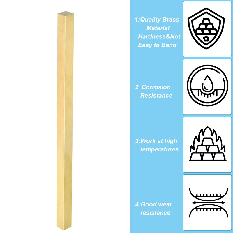 PATIKIL 3/8 x 3/8 x 8" H59 Brass Square Bar,