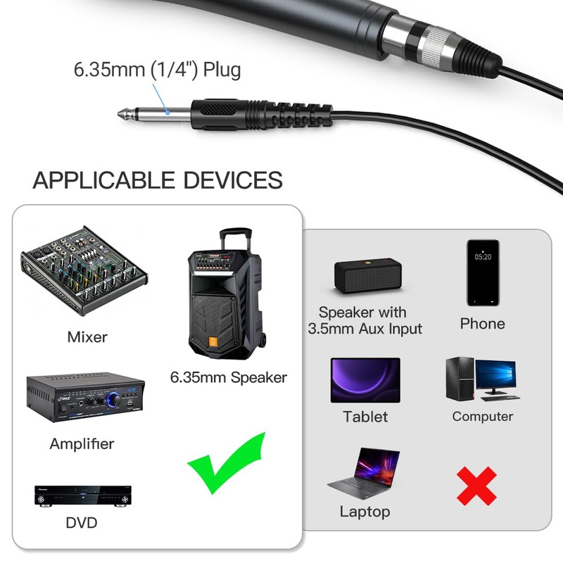 FIFINE Karaoke Microphone, Dynamic Vocal Microphone for Speaker, 6.35MM Wired