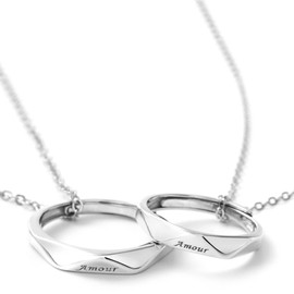 Nicoiro Pair Necklace, Can be Used as a Pair Ring, Matching Couple Necklace, Silver (S925), Sterling Silver, No Gemstone