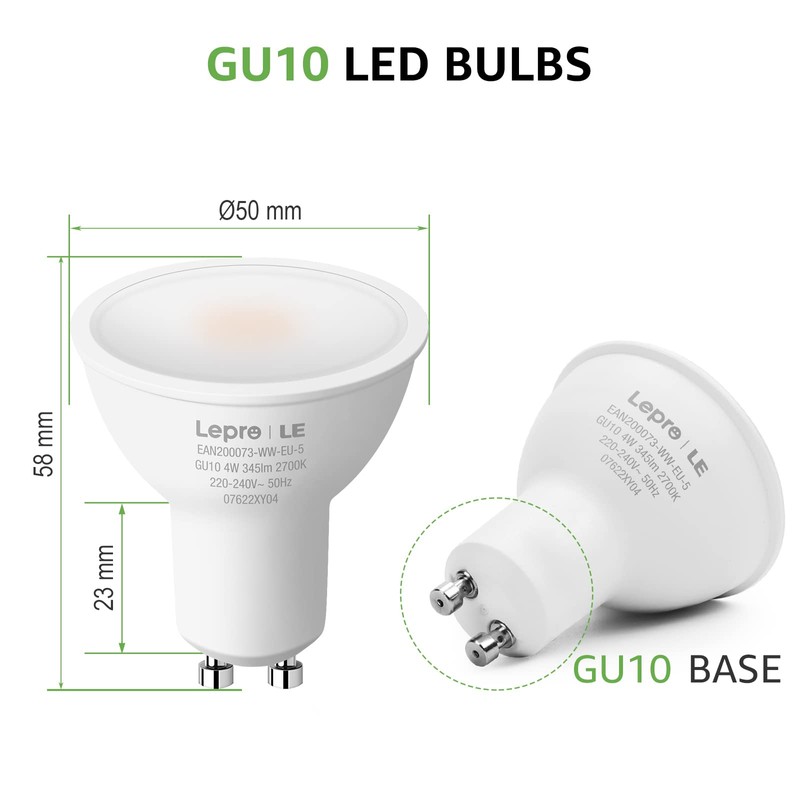 Lepro GU10 LED, 2700K warmweiß ersetzt 32W Halogenlampen, 4W 345lm