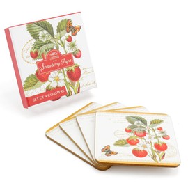 The Leonardo Collection LP92932 Strawberry Coaster Set of 4, Cork, White
