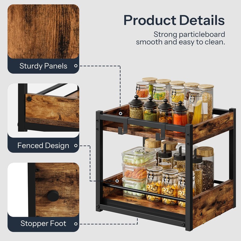 HOOBRO Kitchen Countertop Organizer, Corner Shelf Organizer, 2-Tier Spice Rack