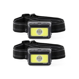 LUXPRO LP323-2PK Multicolor Broadbeam LED Headlamps - Battery-Powered, Lightweight Headlamp Flashlights for Camping, Hiking & More - Batteries Included - 2 Pack