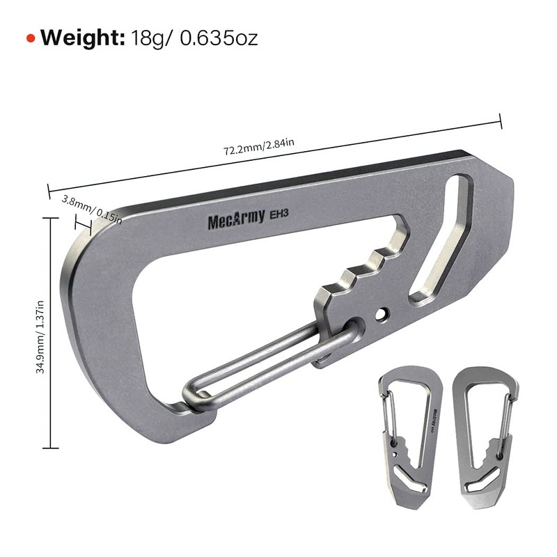 MecArmy Titanium/Copper EH3 Multifunctional Carabiner, Keychain, Pry Bar, Wrench, Bottle