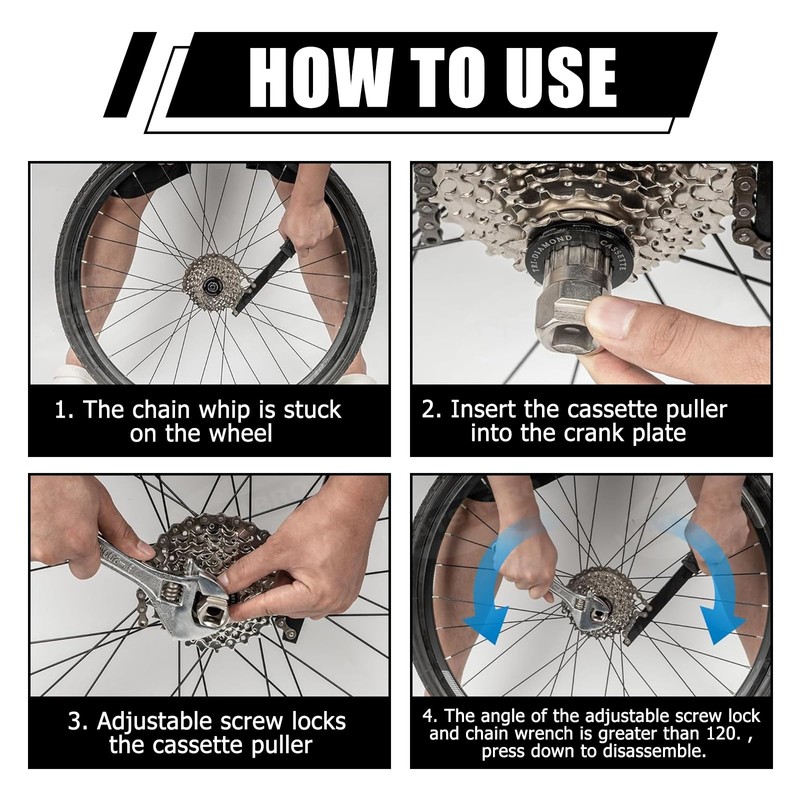 XINSUO Bicycle Chain Whip 3-Piece Set, Chain Whip and Sprocket
