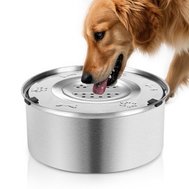 Luziyun Water Bowl for Dogs Stainless Steel Dog Drinking Bowl 3 L - Leak-proof with Non-Slip Base and Anti Slip | Slow Feeder for Travel, Large Dogs and Sloppy Drinkers | Dishwasher Safe