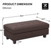 Belffin Faux Leather Storage Ottoman, Brown, Modern Rectangular Ottoman Bench