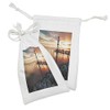 Lunarable Lighthouse Fabric Pouch Set of 2, Landscape Ocean Sunset