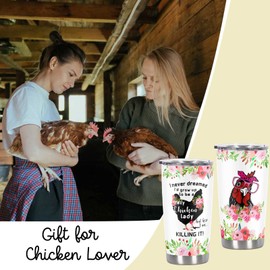Cosictic Crazy Chicken Lady Gift, Chicken Gift For Chicken Mama Chicken Lover Chicken Owner Chicken Lady, 20 Oz Chicken Tumbler