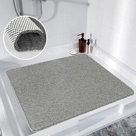 Non-Slip Shower Mat, 60 x 60 cm, Soft Comfort Safety Bath Mat, Antibacterial Bath Mat with Drainage Holes, Non-Slip Shower Mat for Bathtub and Wet Areas