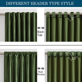 PRIMROSE Emerald Olive Green Velvet Curtains 120 inch Long for Living Room,Set of 2 Panels Blackout Rod Pocket Back Tab Window Treatment Room Darkening Heavy Decorative Curtains Drapes for Bedroom