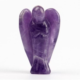 AituoWan Angel Amethyst Carved Healing Crystals Pocket Guardian Reiki Statue Angel Figure, Gemstone, Guardian Angel, Guardian Angel, Decoration, Amulet, Gemstone Figure, Decoration (Purple 2 inches)