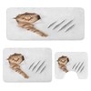 Lunarable Animal Bathroom Rug Set 3 Pieces, Funny Cat in