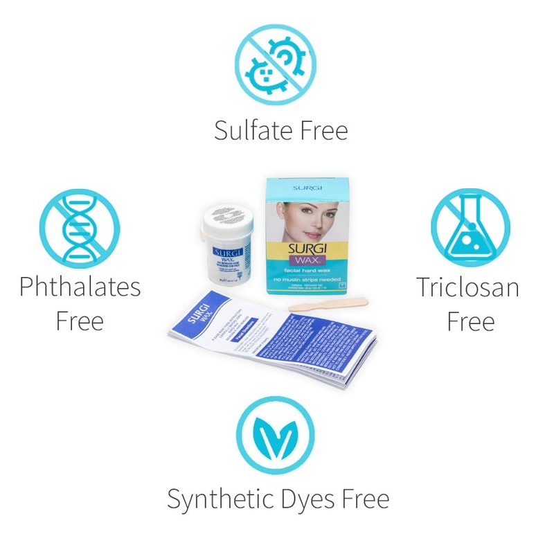 Surgiwax Microwaveable Facial Hair Removal Wax, Hard Wax Kit –