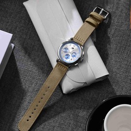 BISONSTRAP Nylon Strap for Men, Two-Piece Military Watch Strap, Quick Release, Brushed Buckle, Strap Width 18 mm, 19 mm, 20 mm, 22 mm, Nylon, No gemstone