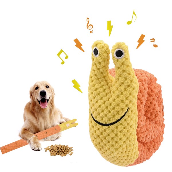 Snail Toy for Pets, Plush Pet Toy, Training for Decompression Dog Toy, Sniffing Molar Pet Supplies, Relief of Boring Dog Toy, Orange + Yellow