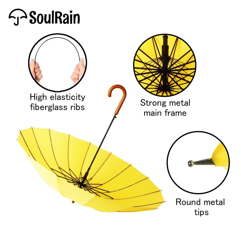 SoulRain 16 Ribs 48" Stick Umbrella Auto Open Solid Color