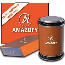 AMAZOFY Knife Sharpener Tool, Rolling Knife Sharpener Kit, Knife Sharpening with Diamonds and Ceramic for Steel of Any Hardness, Kitchen Knife Sharpener with Adjustable 15 & 20° Magnetic Angle Base