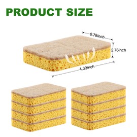 8 Pack Eco Sponges Washing up,Biodegradable Washing Up Scrubber Sponges, Reusable Kitchen Dish Sponge, Eco Sponge Scourers for Dishes & Heavy Cleaning