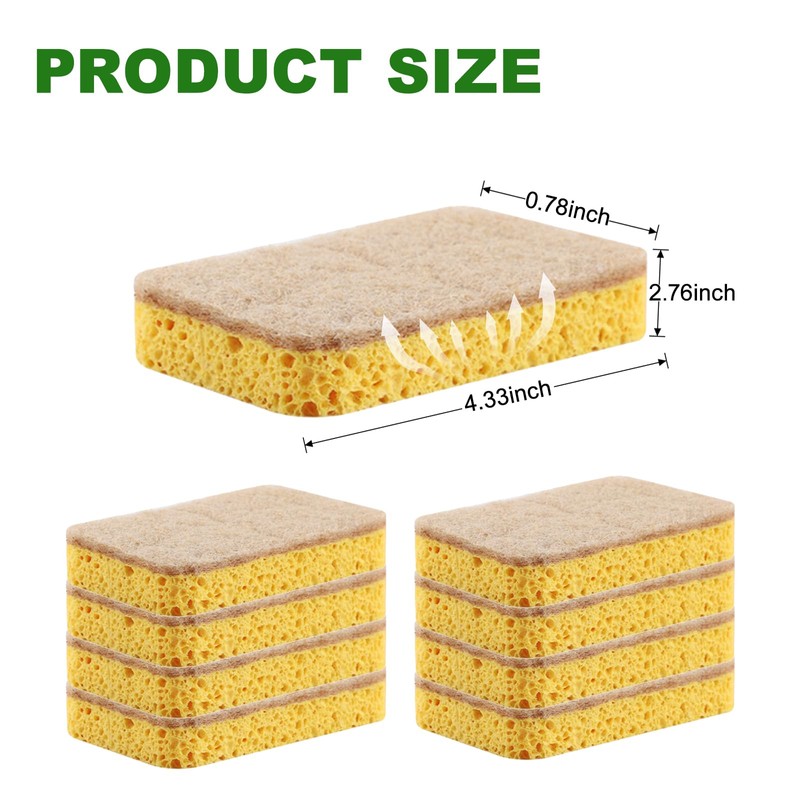 8 Pack Eco Sponges Washing up,Biodegradable Washing Up Scrubber Sponges,