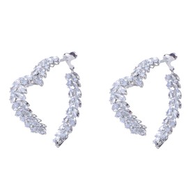 Kercisbeauty Zirconia CZ Crystals Heart Stud Earrings Sterling Silver Jewellery for Women Girls Dainty Earrings for Prom Party Wedding, Small, Metal, No Gemstone