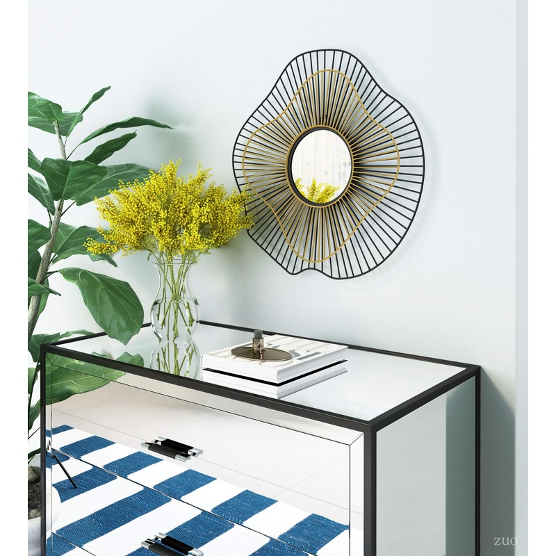 Zuo Modern Comet Round Mirror Black & Gold