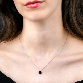 namana Dainty Silver or Gold Pendant Necklace for Women and Teen Girls, Simple Solitaire Necklaces for Women Made of 925 Sterling Silver with Coloured or Clear Round Cubic Zirconia Stones, Sterling