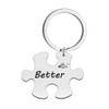 LEEQBCR 2 Unisex Couples Keyring Stainless Steel Pendant Puzzle Silver