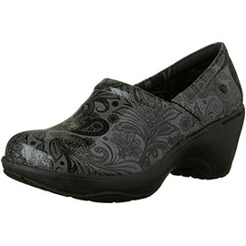 Nurse Mates Bryar-Black/Grey Paisley, 8 C/D (wide) US