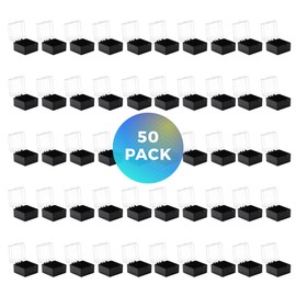 Gary Plastic Packaging Clear Hard Plastic Hinged Lid Box with Black Bottom, Keepsake Storage Box and Display Case, 1" L x 1" W x 3/4 H, 50 Boxes, Made in USA