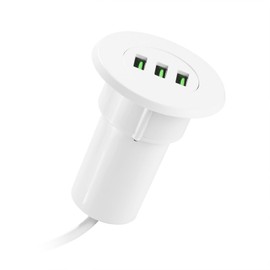 USB Built-in Socket, 3 Port USB Table Hub Desktop, 3.1 A USB Socket Flush-Mounted, USB C Charger, USB Hub Desk Accessories for Most Phones