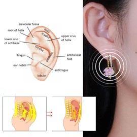 Long tiantian 2 Pairs Gold, Silver Hoop Earrings Lymphatic Drainage Therapy Germanium Rhinestone Hoop Earrings for Women Lymphatic Drainage Earrings Jewelry Gift