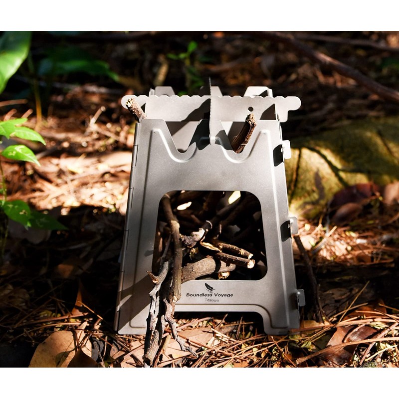 Boundless Voyage Outdoor Titanium Folding Wood Stove Camping Multi-Fuels Alcohol