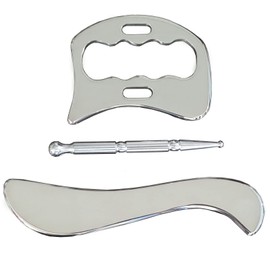 AnTiexi Stainless Steel Gua Sha Tool Set,Muscle Scraping Tool Set -IASTM Tool Great Soft Tissue Mobilization Tool (3pcs Set)