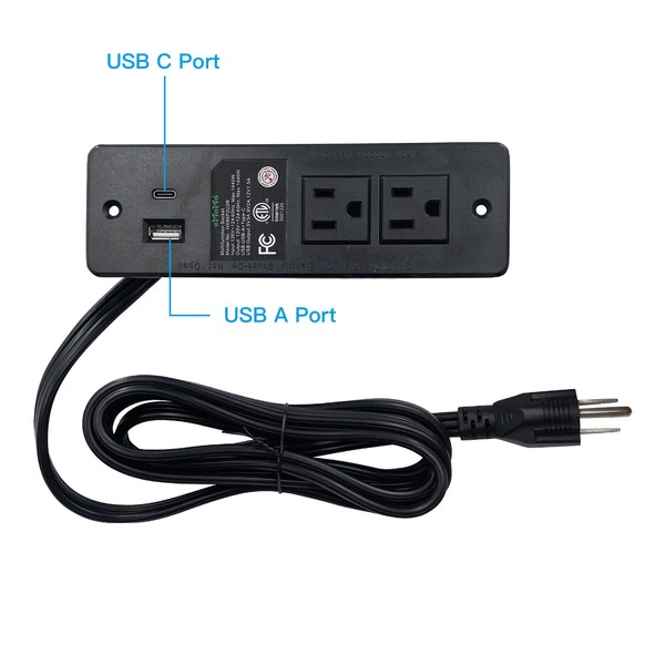 Emomo Power Recliner Emomo 2 Outlet Recessed Power Strip HX66P2U2R