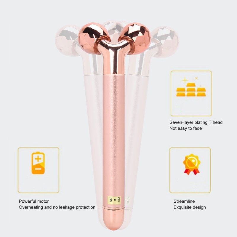 Electric 3D Facial Roller Massager Remove Puffiness Slimming Tightening Face